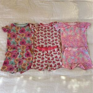 Bundle (3) Bamboo Short Sleeve / Shorts Pajama Sets Size 3-4T